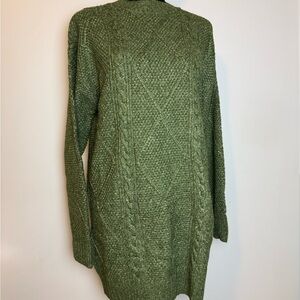 Olive Green Women's Cable Knit Sweater Dress